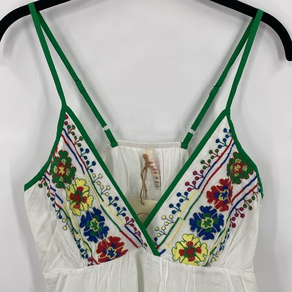 Anthropologie Raga Boho Floral Embroidered Babydoll Mini Dress Size Medium - Picture 2 of 9